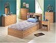 Oak Mates Twin Bed With Three Drawers and a 5 Drawer Chest