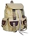 Military Inspired Stylish Backpack Canvas Bookbag Day Pack Khaki