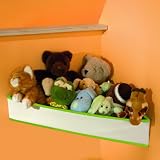One Step Ahead Corner Storage Shelf Natural with Green Trim