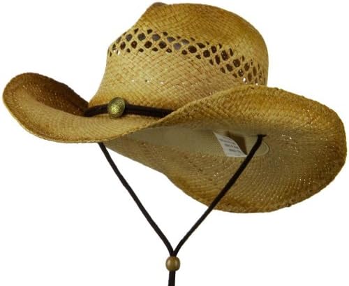 Wired Brim Chin Chord Raffia Cowboy Hat - Raffia W32S14C