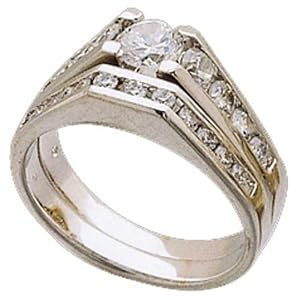Channel Fashion Diamond Wedding Ring Set In Platinum