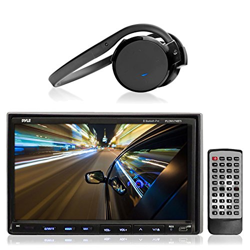 1 X PLDN74BTI 7'' Double DIN TFT Touch Screen DVD/VCD/CD/MP3/MP4/CD-R/USB/SD-MMC Card Slot/AM/FM/iPod Connector & Bluetooth + 1 X PHBT5B Stereo Bluetooth Streaming Wireless Headphones with Call Answering and Built-In Microphone - Black