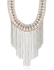 Stone Collar with Chain Fringe Necklace, 14" + 3"