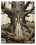 Dragon and Princess Art Poster Print by Chris Dien, 16x20