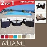 MODERN SOFA OUTDOOR PATIO WICKER - 7PC SET DINING FURNITURE - DOUBLE LOUNGE CHAISE