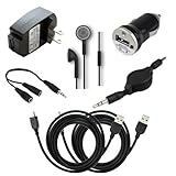 7 pc Fenzer Black Bundle Kit for Rio Rio Carbon Chiba 128 256 Travel Car Wall Charger USB Data Cable MP3