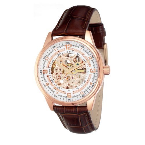 Akribos XXIV Men's AK410RG 'Saturnos' Skeleton Automatic Gold Round Watch