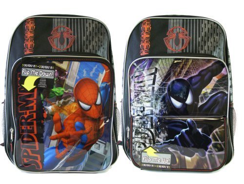  Spider-man Backpack (2 Design In 1) - Full Size Spiderman School Backpack