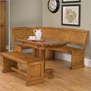 Home Styles 5004-80038 Americana Corner Bench And Rectangular Nook Dining Table Set