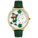Whimsical Watches Unisex G1220023 St. Patrick's Day Leprechaun Hunter Green Leather Watch