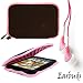 Brown with Pink Trim Smart Aero Protection Design Slim Soft Suede Cover Carrying Sleeve Case with Extra Accessory Back Pocket Pandigital Novel 7 inch Multimedia Color eReader Android OS Tablet + Includes 4-inch ebigvalue Determination Hand Strap + Includes a Crystal Clear High Quality HD Noise Filter Ear buds Earphones Headphones ( 3.5mm Jack )
