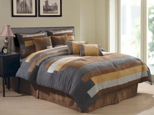 Lifestyles Allenda 8-Piece Multi Block Comforter Set King Lifestyles Allenda 8-Piece Multi Block Comforter Set King