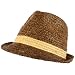 Summer Raffia Straw Stingy Fedora Trilby Hat Brown L/XL