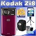 Kodak Zi8 HD Quality 1080p Pocket Video Camera w/ HDMI (Raspberry) + 4GB SD Card + Camera Bag(S) + Table Tripod + 3 pieces Cleaning Kit + SD Card Reader