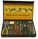 Watch Repair Deluxe Tool Kit- Battery Changing Case Back Opening Band Link Pin Sizing Tools Compact Leather Box for Easy Storage