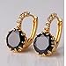 GUICX Gold Tone Captivating rhinestone Unique Party Round Black Hoop Earrings