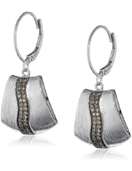 Sterling Silver Brown Diamond Swish Brushed Earrings (1/3 cttw)