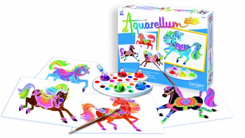 Sentosphere 3900691 - Aquarellum Junior Pferde, Malset 4 Ausmalbilder