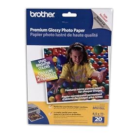 Brother 8 1/2 x 11 Inch High Gloss Inkjet Paper 20 sheets (BP61GLL)