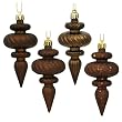 8ct Chocolate Brown 4-Finish Regal Shatterproof Finial Christmas Ornaments 4"