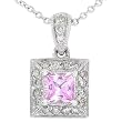 14k White Gold 1/4ctw Diamond & Pink Sapphire Pendant