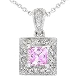 14k White Gold 1/4ctw Diamond & Pink Sapphire Pendant