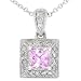 14k White Gold 1/4ctw Diamond & Pink Sapphire Pendant