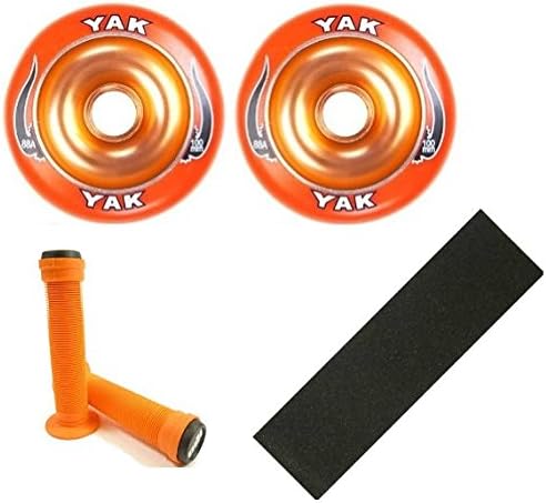 Yak Metal Core Wheel kit ORANGE Includes Odi Grips and black griptape 100mm