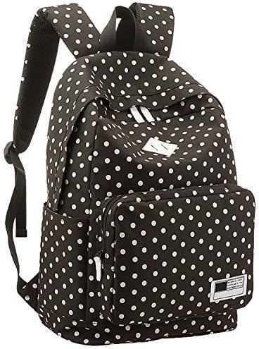 Brotechno Teen Girl's Vintage Cute Polka Dot Backpack School Book Campus Bag Teen Girl's Vintage Cute Polka Dot Backpack School Book Campus Bag Laptop Backpacks School Backpack Travel Daypack with Laptop Lining (black)