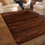 NEW THICK MODERN SHAGGY APOLLO RUG CHOCOLATE BROWN