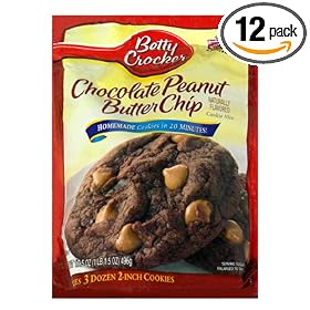 Betty Crocker Cookie Mix, Chocolate Peanut Butter Chip, 17.5-Ounce Pouches (Pack of 12)