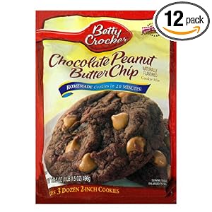 Betty Crocker Cookie Mix, Chocolate Peanut Butter Chip, 17.5-Ounce Pouches (Pack of 12)