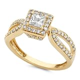 0.60ctw Princess Cut Diamond Ring H-J/I1