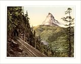 Gornergrat Railway and Matterhorn Valais Alps of Switzerland, c. 1890s, (L) Library Image