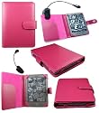 Flash Superstore New Kindle Hot Pink Wallet Case Cover Pouch with FREE Clip-On LED Reading Lamp for New Amazon Kindle 4, All - New Latest Generation 2011 Release Amazon Kindle 6" inch Wi-Fi + Screen Protector