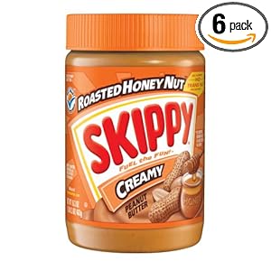 Skippy Peanut Butter, Roasted Honey Nut Creamy, 16.3-Ounce Jars (Pack of 6)