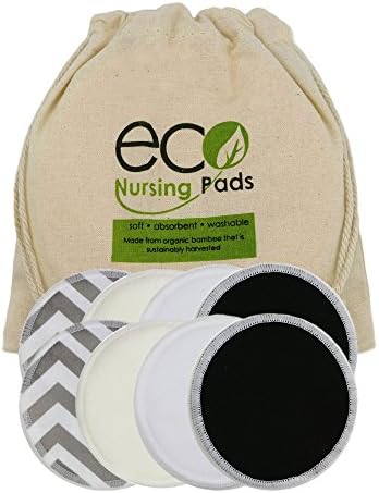 Washable Organic Bamboo Nursing Pads- 8 Pack (4 Pair) Reusable Breast Pads with Leakproof Back by EcoNursingPads, Size Small