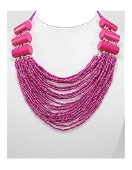 Deep Pink Seed Bead Necklace In Zinc