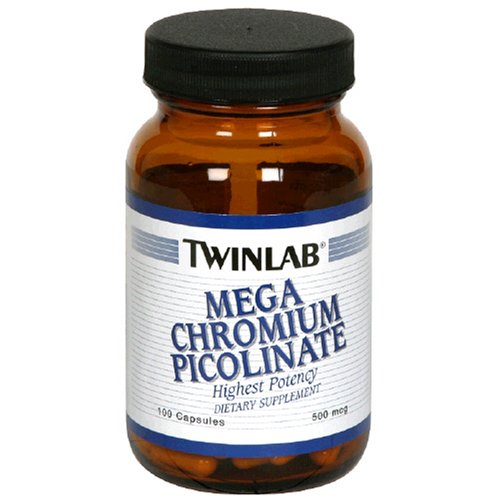 Twinlab Mega Chromium Picolinate 500mcg, 100 Capsules (Pack of 2)