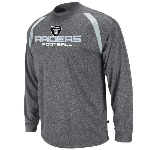 NFL Men's Oakland Raiders Fanfare IV Long Sleeve Crew Neck Synthetic Marled Tee (Charcoal Marled/Sport Gray, Medium)