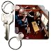 Jos Fauxtographee Miniatures - A Ceiling Fan, Wood Floors, Kitchen Table and Chairs Edited to Look like Miniatures - Key Chains