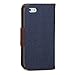 GMYLE iPhone 5S Case, Wallet Case Classic for iPhone 5C 5 5S - Denim Blue & Mud Brown Cross Pattern PU Leather Slim Magnetic Flip Stand Cover