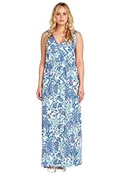 V-neck Paisley Jersey Slit Maxi Dress 