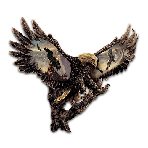 Cold Cast Bronze Bald Eagle Wall Sculpture Gleaming Majesty by The