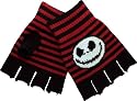 The Nightmare Before Christmas Jack Skellington Red / Black Stripes Fingerless Winter Gloves