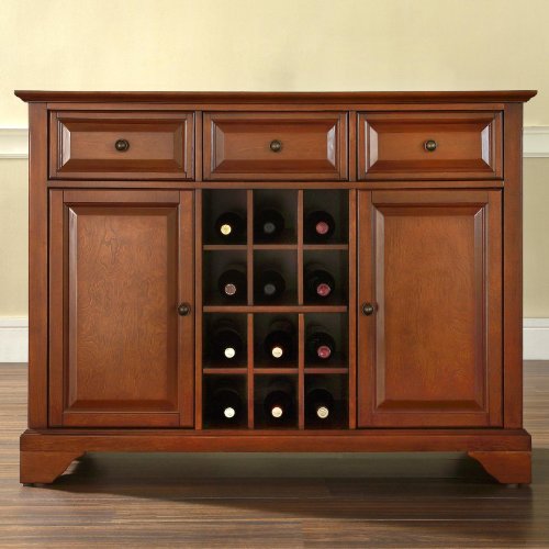 Crosley Furniture LaFayette Buffet Server/Sideboard Cabinet with Wine Storage, Vintage Mahogany
