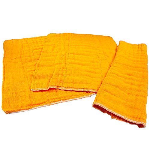 OsoCozy Dyed Prefolds (Burp Cloths) - 3 Pack - (Orange)