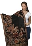 Jamavar Shawl / Wrap with Antique Floral, Checks and Paisley (28X78) - 14 Vibrant Exclusive Themes