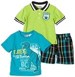 Little Rebels Baby-boys Infant 3 Piece T-Rex Short Set