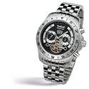 Perigaum Mens All Stainless w/ Black Dial Transatlantic Watch
